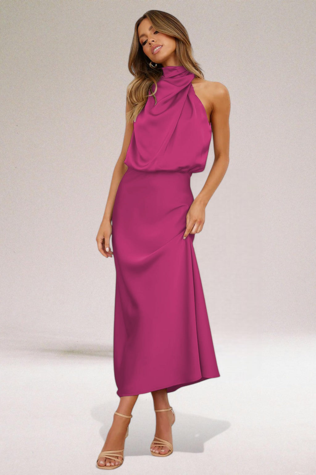Mariam | Elegante satijnen halterjurk