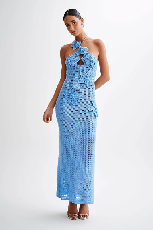 Maria | Gehaakte Maxi-jurk met Bloemendetails