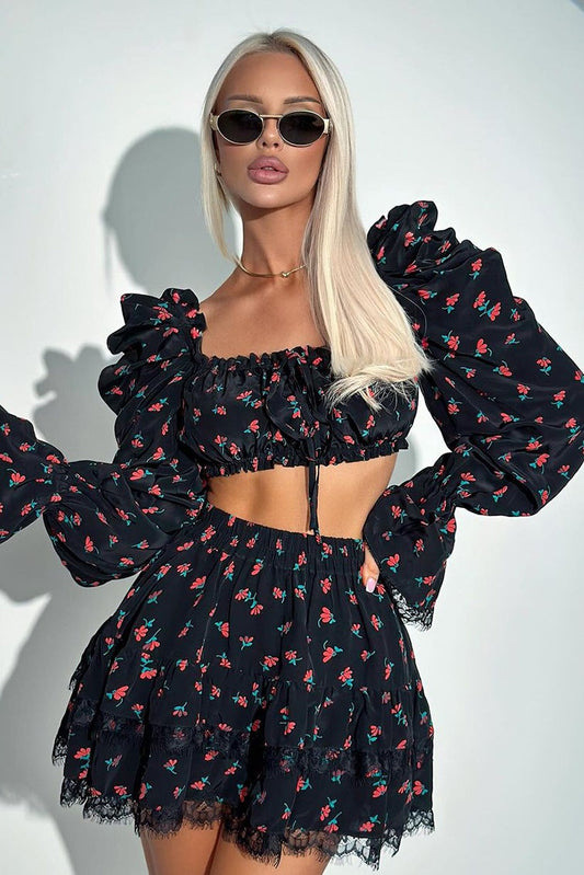 Lola | Floral Puff Sleeve Set