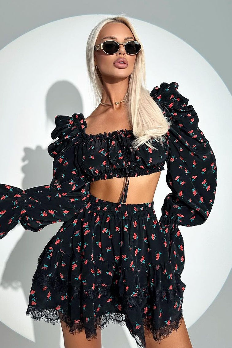 Lola | Floral Puff Sleeve Set